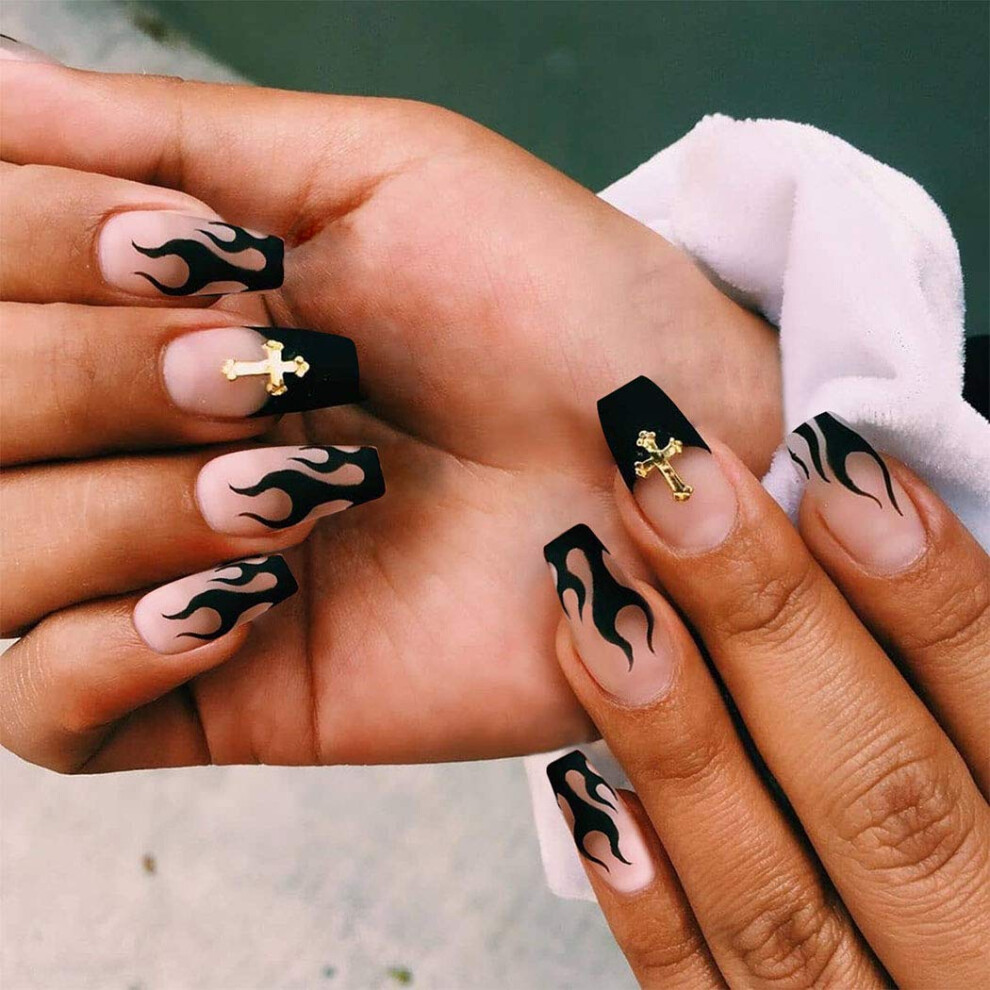 Make A Statement With Cross Rhinestone Artificial Nails, Unique Design For Unforgettable Style