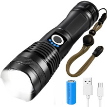Tóirse Ardchumhachta In-athluchtaithe, 90000Lumens le Bhíoma Fada 3280Ft, IPX5 Uiscedhíonach le haghaidh Eachtraí Allamuigh, Muirearú Tapa trí