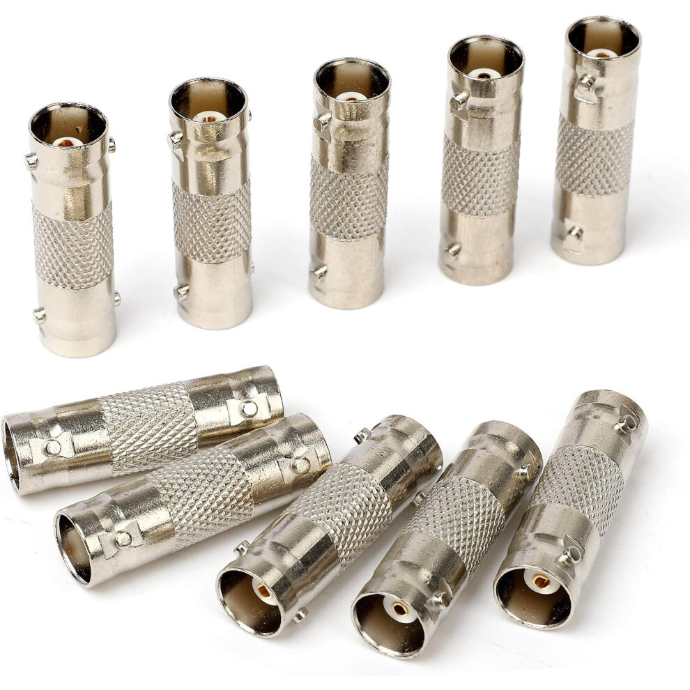 Bnc Female To Female Adapter, Nickel Plated Body Ensures Corrosion-Free Connections For Your Cctv Security Camera System, 10 Pack 9433291247150