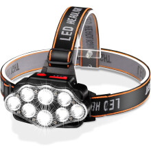 Wasserdichte, wiederaufladbare Stirnlampe mit 8 Leuchtmodi, ideal für Outdoor-Aktivitäten, ultrahelle LEDs und wiederaufladbarer Akku