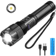 Lanterne reîncărcabile cu lumeni mari, lumină LED super luminoasă cu zoom, rezistentă la apă IPX6, cu focalizare reglabilă și bază