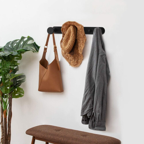 Matte Black Wall Mounted Coat Rack, Strong Load Capacity For Space Efficient Clutter Free Living 1