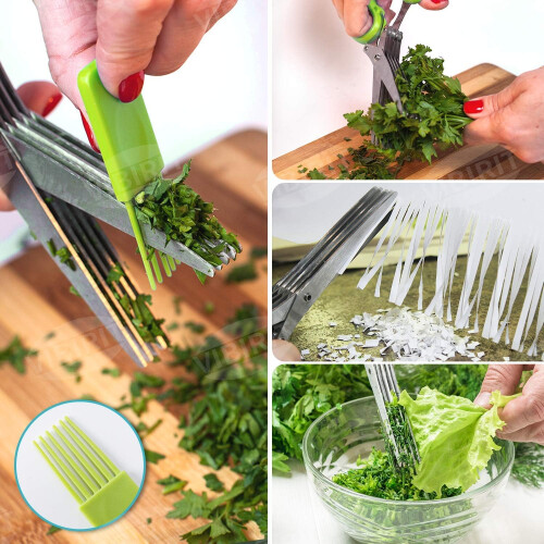 Efficient Herb Scissors, Chop Fresh Herbs Effortlessly, Five Blade Design Ensures Quick Cutting, Comfortable Large Cushioned Non-Slip Grip Handle 2