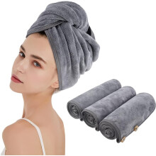Turbante de microfibra para cabelo, reduz o frizz, ultra absorvente, macio, leve, durável, fácil de usar, adequado para cabelos cacheados e