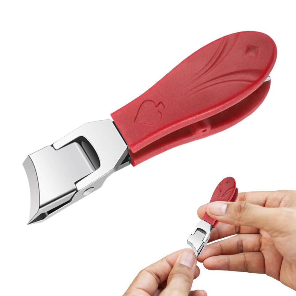 Red Ingrown Toenail Clippers Heavy Duty Curved Blade Antisplash Wide Opening Cutter For Thick Nails