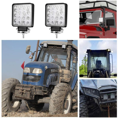 Refletor de trabalho LED ultrafino, com carcaça em alumínio fundido. Refletor LED quadrado de 4 polegadas para uso em condições off-road e 2