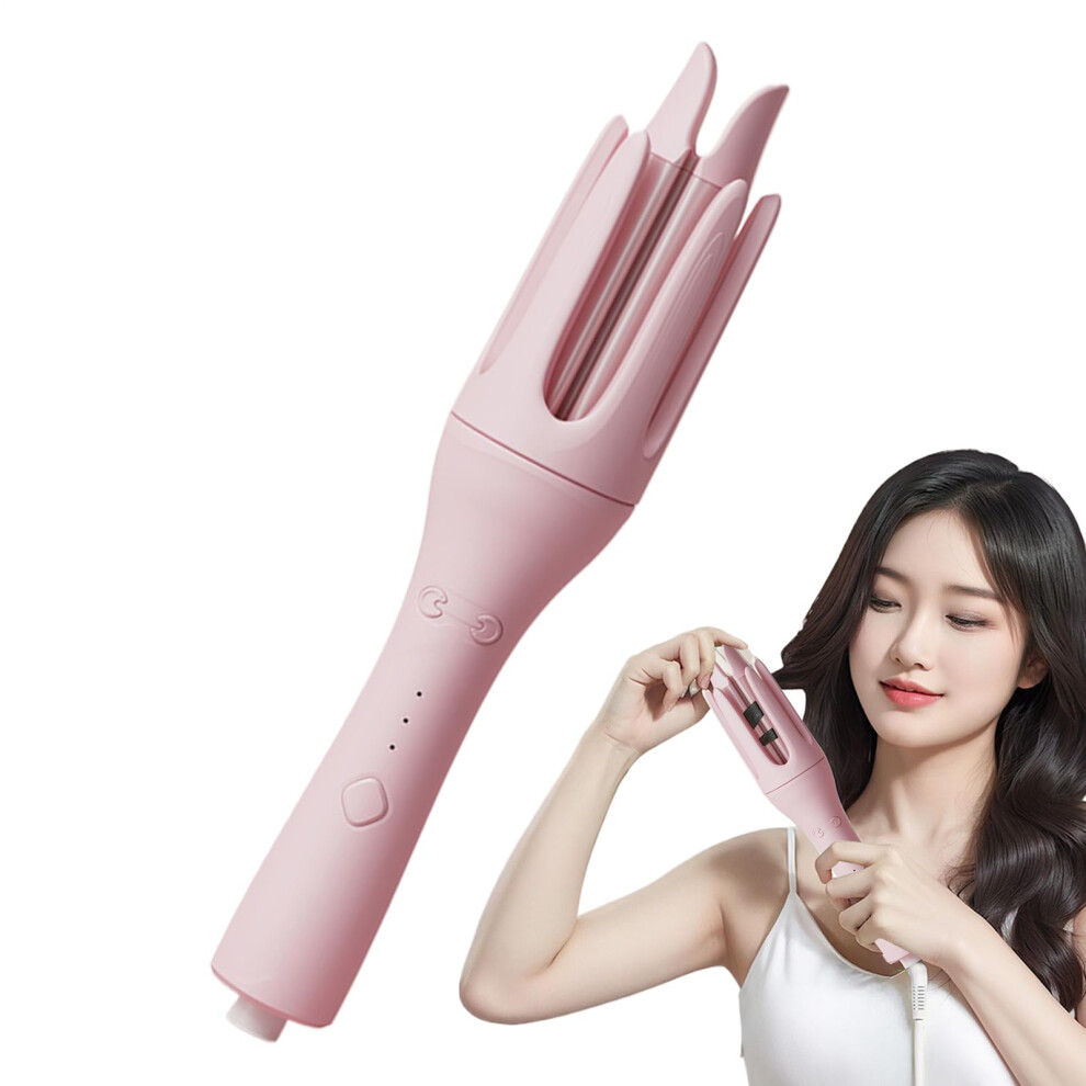 Pink Automatic Hair Curler With Ceramic Curling Iron 32Mm Barrel, Onebutton Auto Curl, Quick Heatup