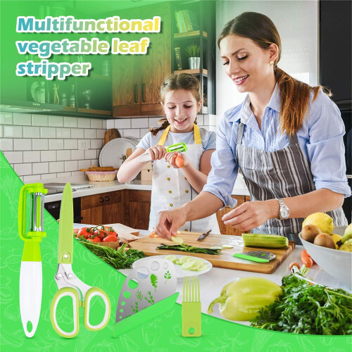 Versatile Herb Scissors, Five Blade Design For Speedy Cutting, Comfortable Large Cushioned Non-Slip Grip Handle Offers Reliable Control, Extra-Sharp 1