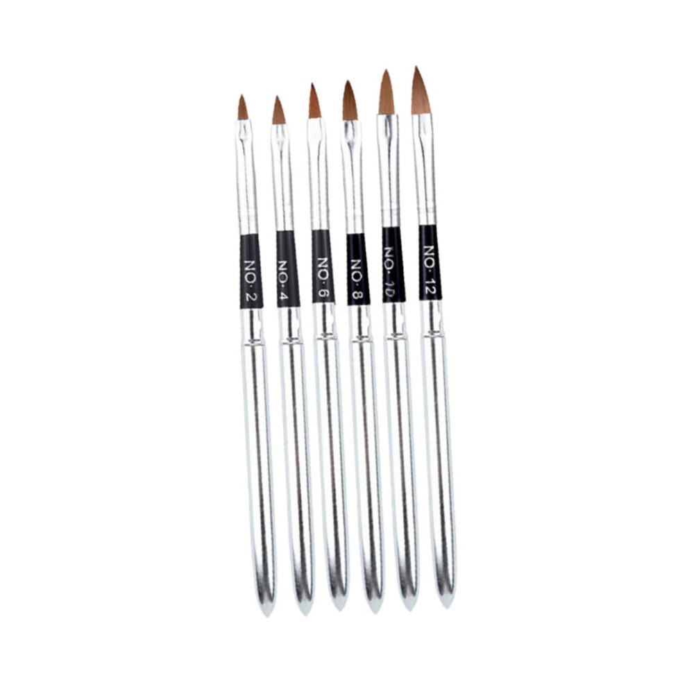 6pcs Nail Art Brush Set with Long Handles and Durable Synthetic Bristles for Acrylic Design