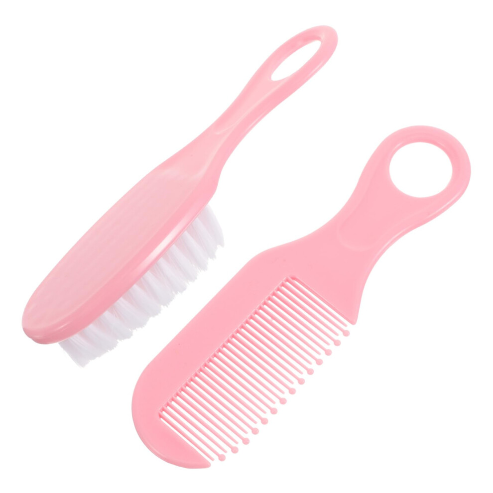 Baby Hair Brush And Comb Set For Newborns, Soft Bristles, Gentle Scalp Care, Antistatic Design Pink