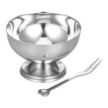 Ice Cream Cups Stainless Steel Dessert Bowls Elegant Footed Design for Salad Fruit Pudding Silver
