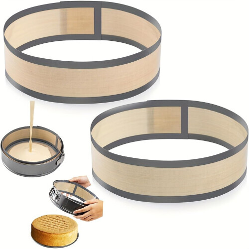 2 Pack 9 Inch Silicone Baking Mat Springform Pan Liner, Nonstick Cake Release, Adjustable Fit