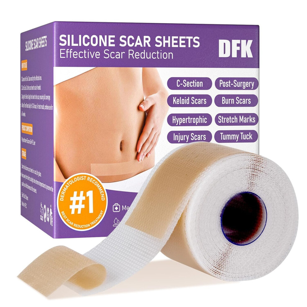 Silicone Scar Sheets and Tape Roll 1.6'x118' for Surgical Keloid CSection Scar Reduction