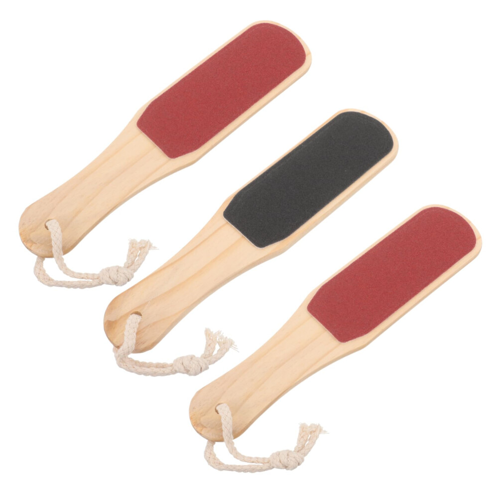 3Pcs Double Sided Wooden Foot Callus Remover and Scraper Set for Dead Skin Pedicure Care