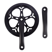 Single Speed Bike Crankset Set with 52T Aluminum Alloy Chainring for Road Bicycle Pearlescent Black