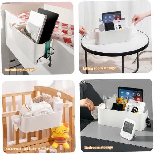 Bedside Caddy Hanging Bunk Bed Shelf with Hooks Plastic Dorm Organizer for Rails 13.1x4.5x4.7 1