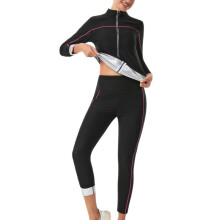 (XL) Damen Sauna Trainingsanzug Set mit Langarm und Hose fuer Fitness Workout Yoga Schwitzen und Formung