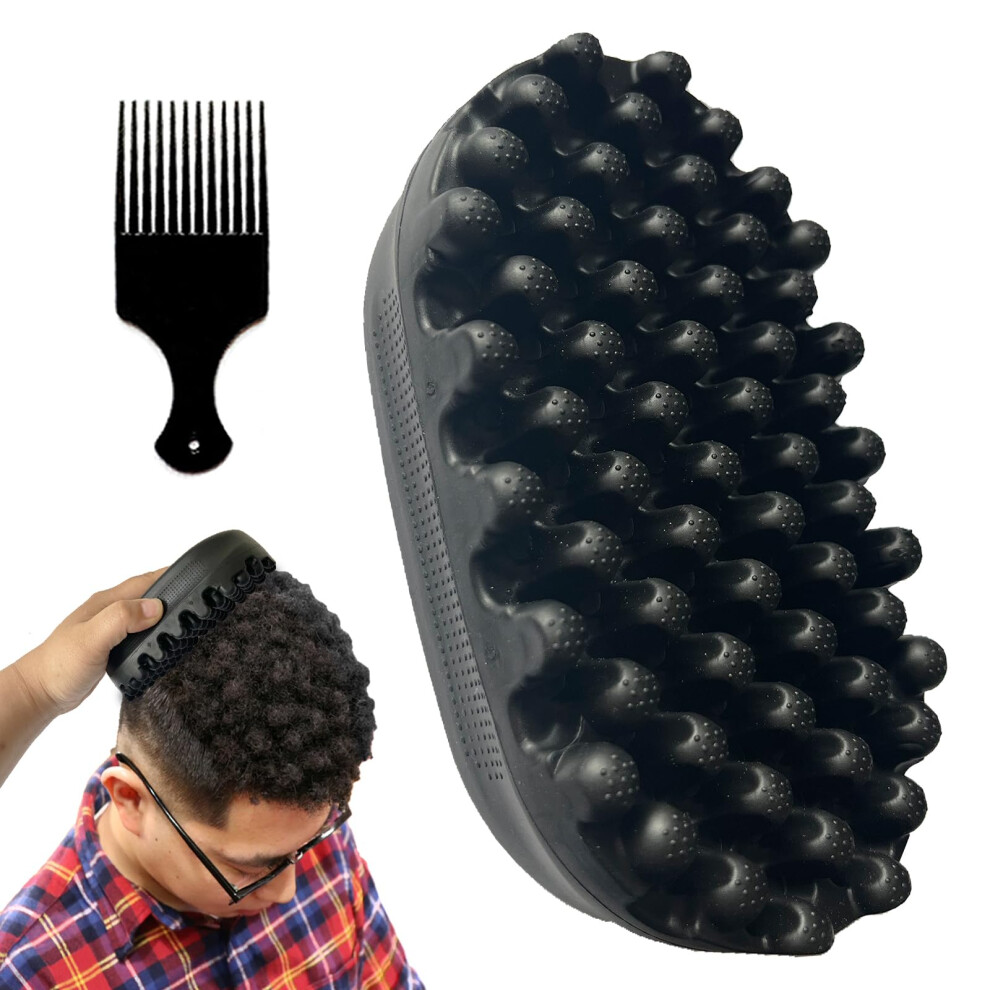 Afro Twist Hair Brush with NonSlip Grip for Fast Curl Definition and Gentle Scalp Massage
