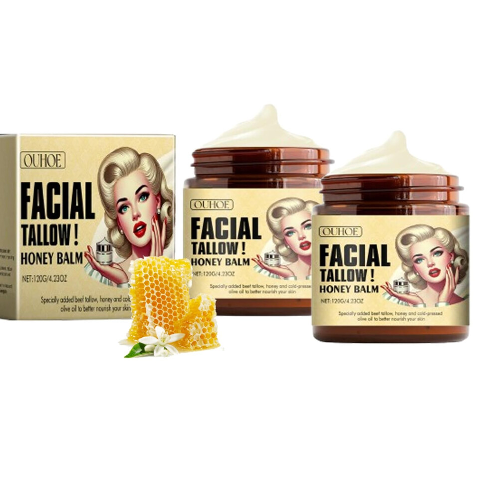 Tallow Face Moisturizer with Grass Fed Whipped Tallow and Honey Balm for Deep Hydration and Radiant Skin