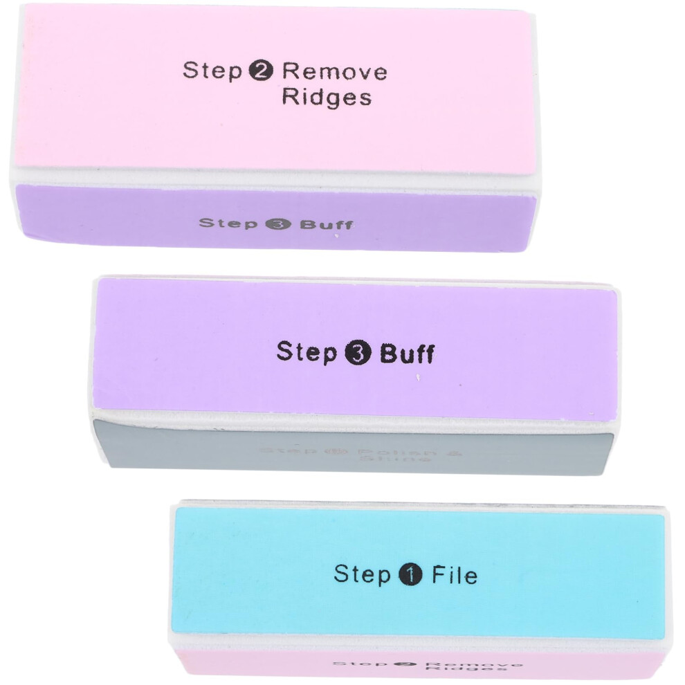 3pcs Professional Nail Buffer and Sanding Blocks for Smooth Finish and Natural Shine Random Color