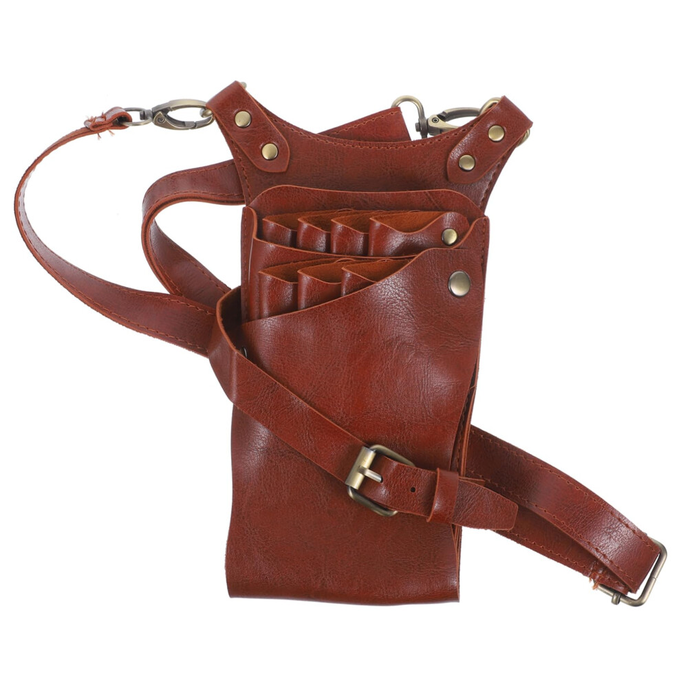 Hairdresser Tool Waist Bag Leather Barber Scissor Pouch With Large Capacity And Multiple Compartments 9365369689718