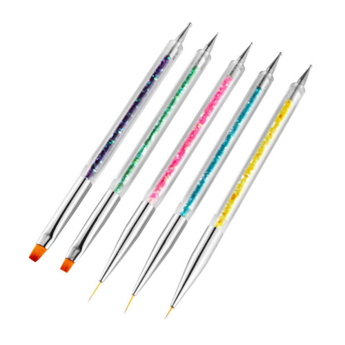 Nail Art Pen and Dotting Tool Set 5pcs for Precise Line Drawing, Beginner and Professional Use