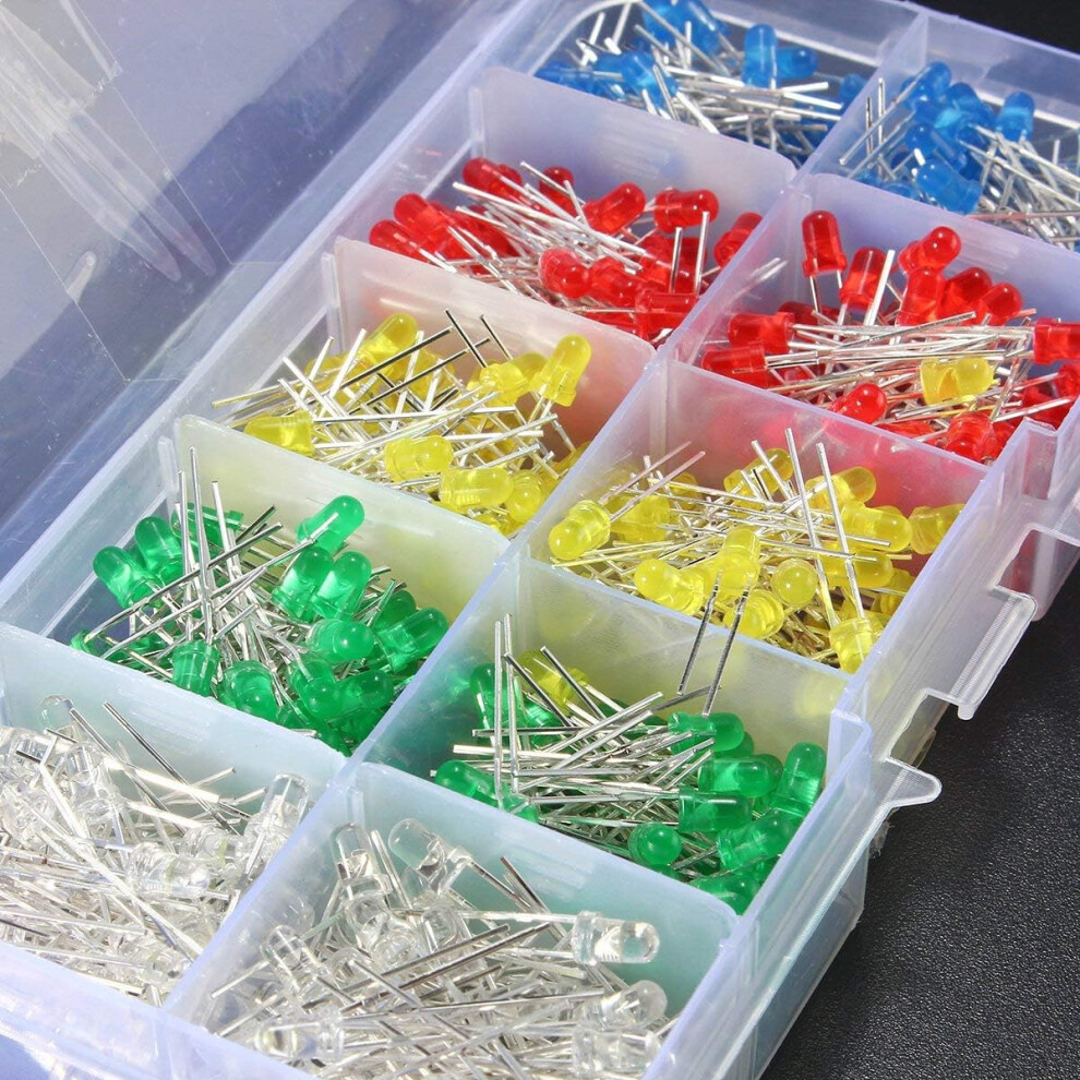Bright Led Diodes Assortment For Diy Project, Super Bright Led Light, Clear Led Diodes In Round Assorted Colors, 3Mm And 5Mm, 500Pcs 9448196959695