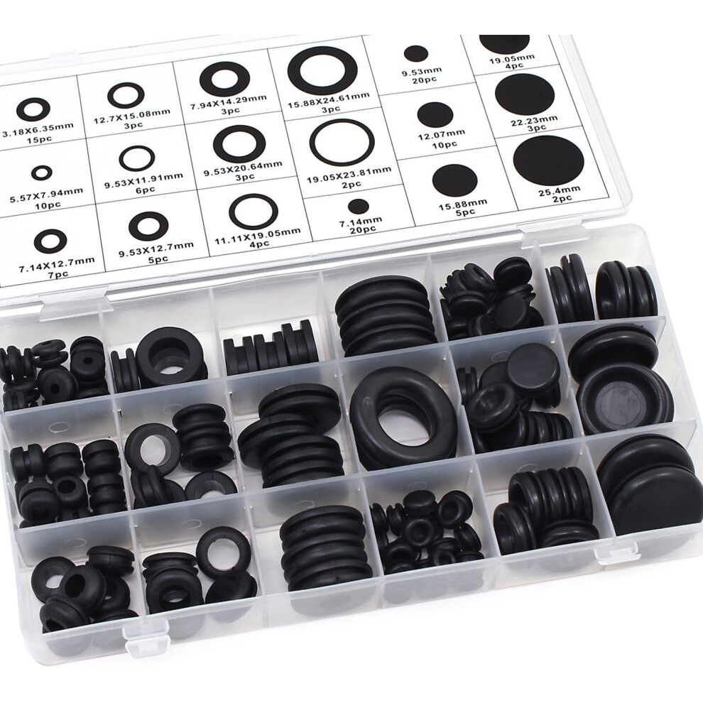 High-Quality Rubber Grommets Kit, 125Pcs Assortment With Organizer Case, Super-Flexible Structure, Corrosion & Heat Resistant, For Automotive, 9448196959619