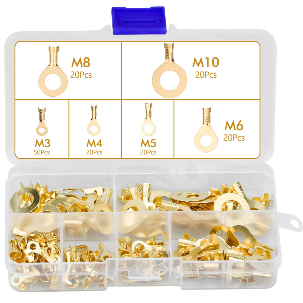 Efficient Ring Terminal Assortment, Oxidation Resistant Non Insulated Copper Connectors For Quick Connect Or Disconnect 9004841082899