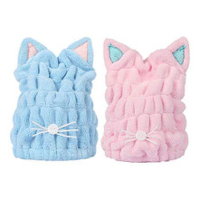 Durable Cute Ears Design Microfiber Hair Quick Drying Towel Wrap For Women And Girls