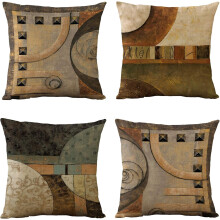 Throw Pillow Covers, Vintage Geometric Design Super Soft Microfiber Fabric, Set Of 4 For Living Room (Lollipop Color Style, 18 Inches Square)