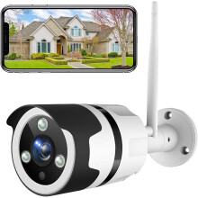 Security Upgrade, 1080P Full Hd Outdoor Wifi Security Camera, Smart Motion Detection, Color Night Vision, Easy To Use