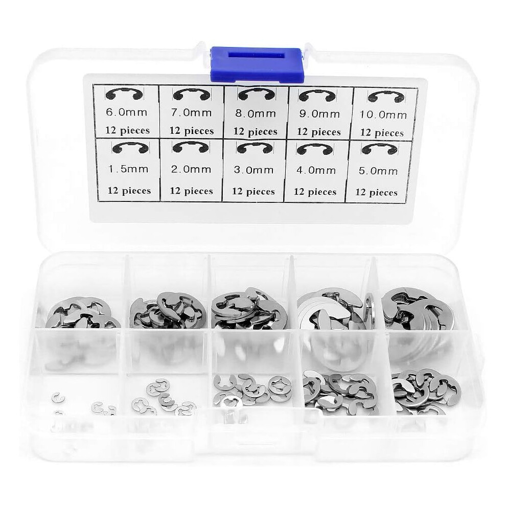 E-Clip Retaining Ring Assortment, High-Quality Materials For Reliable Fixation, 120Pcs 9173940932432