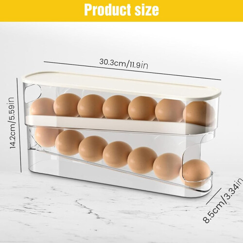 Egg Holder for Refrigerator with Automatic Rolling Design, Large Capacity Kitchen Storage for Home, Travel, Camping 2