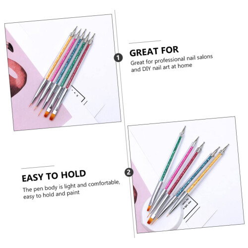 Nail Art Pen and Dotting Tool Set 5pcs for Precise Line Drawing, Beginner and Professional Use 2