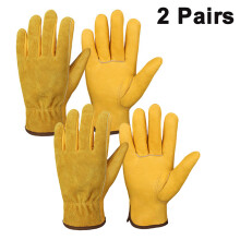 Gants de travail en cuir de vachette pleine fleur, pour les travaux exigeants. Poignet élastique pour un maintien optimal. Enfilage facile grâce à