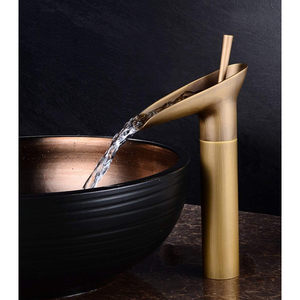 Elegant Waterfall Basin Faucet, Brass Construction Ensures Durability And Style For Your Bathroom Sink, Single Hole Mount, Lead-Free Waterways, 9433291249475