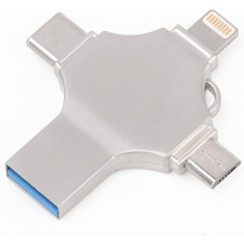 Pen drive USB multiportas, USB 3.0 de alta velocidade, plug and play, portátil, para transferência de dados entre plataformas como iPhone, Android,