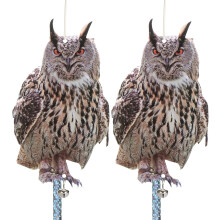 Effective Fake Owl Device Set, Double Sided Printed Bird Deterrents For Garden And Patio, Weather-Resistant Material, Reflective Hanging Decoration,