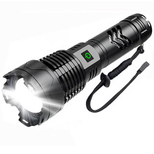 Oplaadbare tactische zaklamp, superheldere zaklamp, telescopische zoomlens met instelbare brandpuntsafstand en stralingshoek, lange batterijduur voor