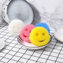 Smile Sponge Dish Wand For Versatile Kitchen Use, Reusable Flextexture Material Non-Scratch Cleaning Wand With Ergonomic Smile Shape