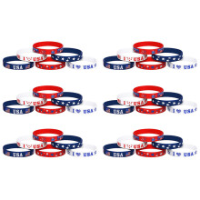 Bezaubernde patriotische Silikonarmbänder für den 4. Juli, strapazierfähiges Material, rot, blau und weiß, patriotische Partydekorationen, 36