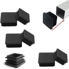 Robuste sorte plastikpropper, nem installation med ribbet design, 80x80 mm firkantede rørendekapper for beskyttelse, PE-materiale af høj kvalitet