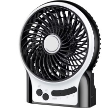 Quiet but Powerful Wind, Battery Operated Desk Fan with 360 Rotatable Design, LED Light Encircling the Rim for Safe Navigation & Portable Fan for