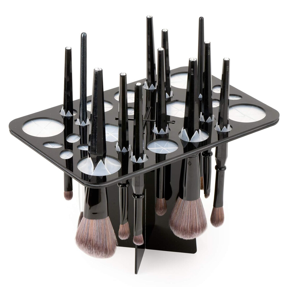 Makeup Brush Drying Rack, Professional Makeup Artist Tool For Travel-friendly Design And Quality Material, 28 Slot Collapsible Makeup Brush Holder