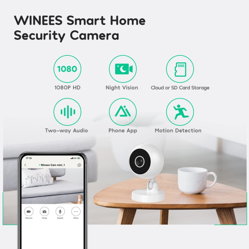 Surveillance Indoor Camera, 360 Degree Rotatable High Definition, Smart Security for Office and Kitchen 2
