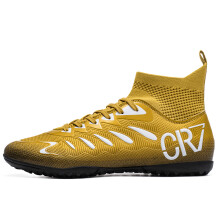 (7001 Broken nails gold, 43) Professional Futsal Shoes High Top IC Indoor Soccer Sneakers Anti-Slip Wear-Resistant Flat Sole Training Shoes