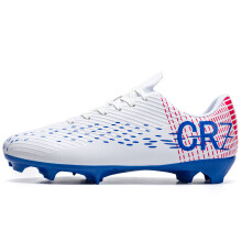 (7007 long nails white and blue, 40) Professional Futsal Shoes High Top IC Indoor Soccer Sneakers Anti-Slip Wear-Resistant Flat Sole Training Shoes