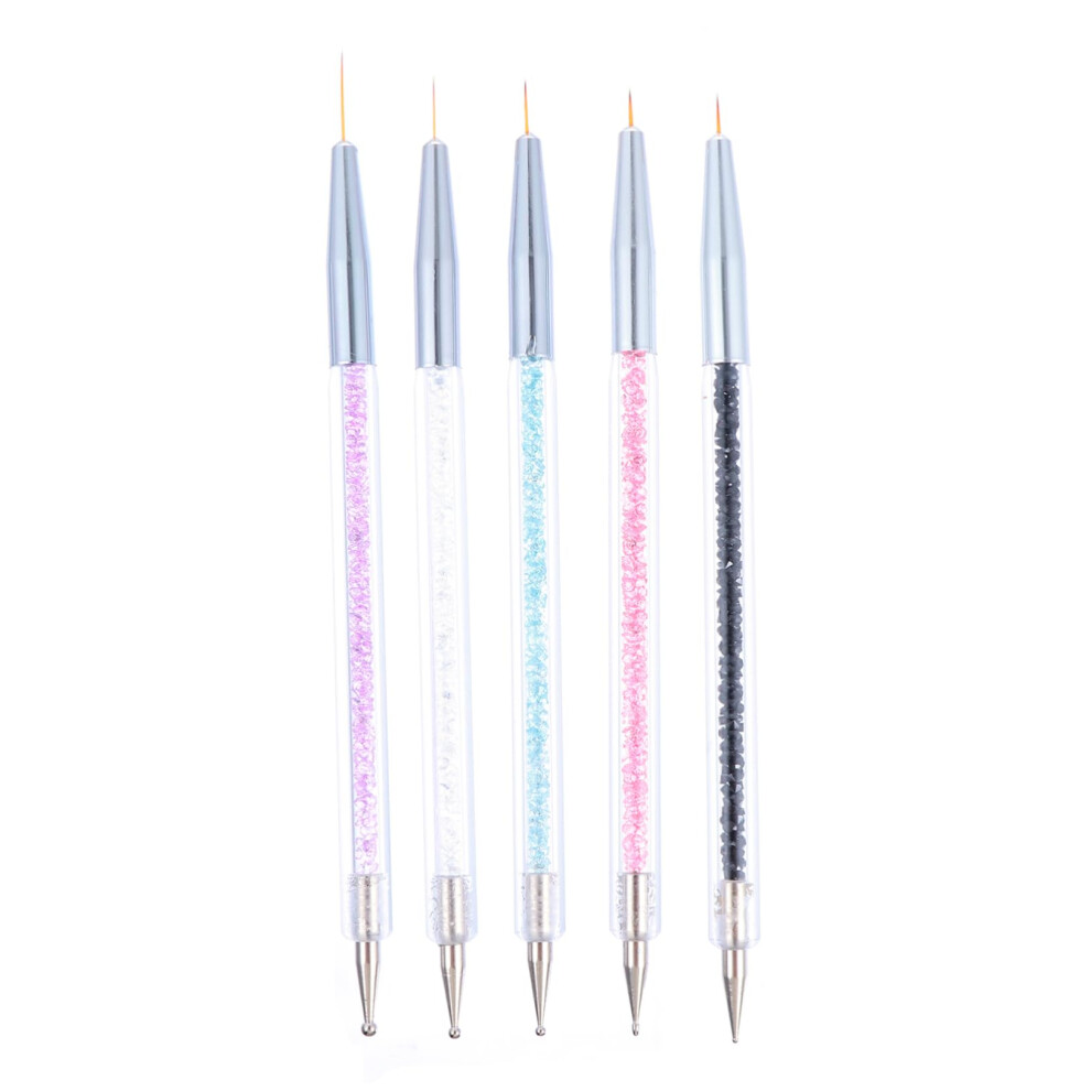 5pcs DualEnded Nail Art Liner Brush Set for Precision Detailing and Gel Polish Painting