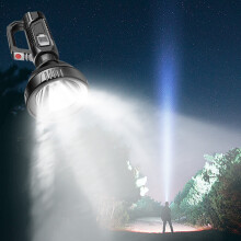 (Black) Rechargeable LED Light Flashlights Super Bright Flashlight With Modes Large Searchlight For Fishing Hiking And Camping
